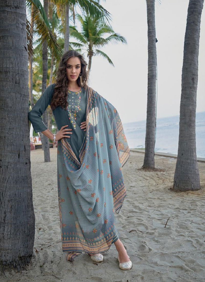 Ladies Flavour Mirza Chanderi Readymade Suits Catalog

